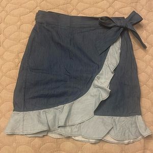 Club Monaco Denim Wrap Ruffle Skirt Size 6